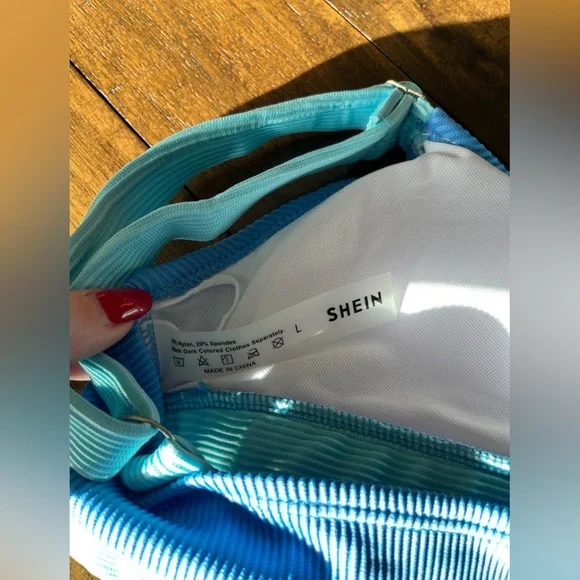 SHEIN Rib Color Block Bikini Swimsuit - Picture 7 of 7